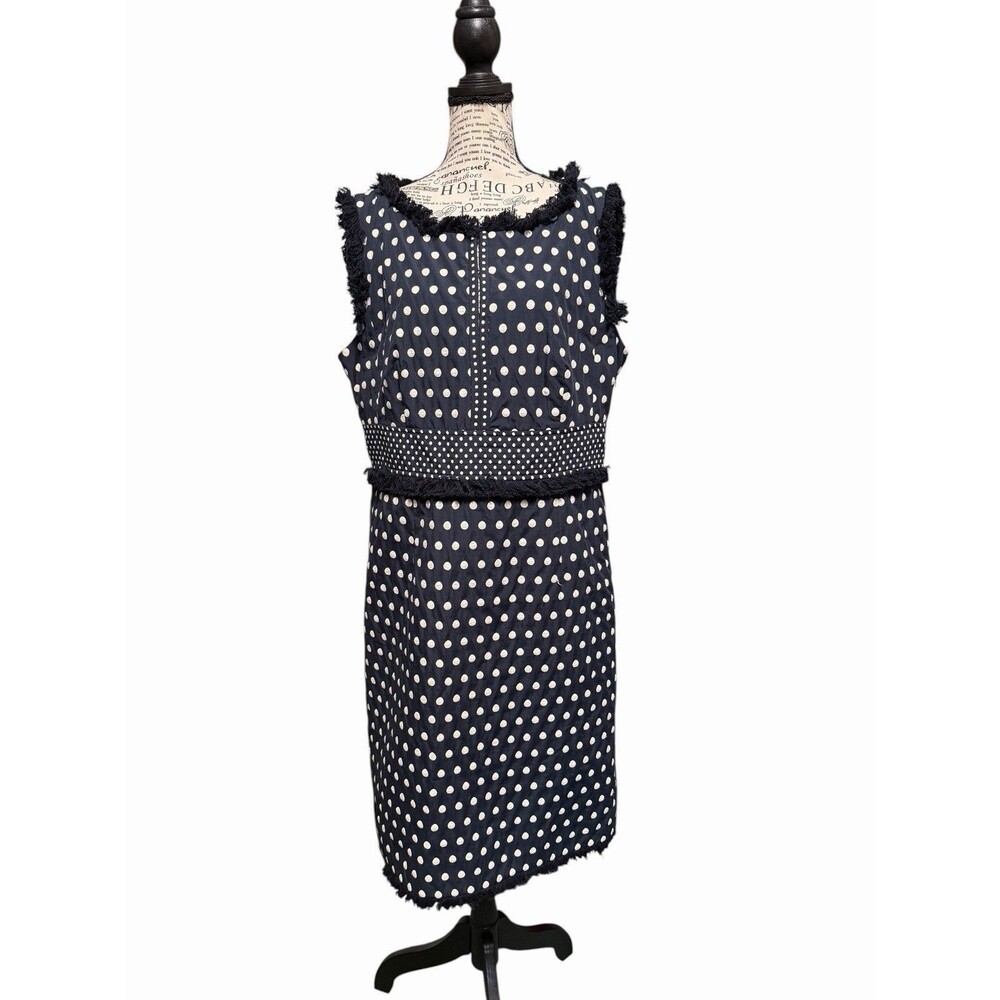 Tory Burch Women’s Evelyn Polka Dot Navy Dress Size 14 Classic Old Money Career